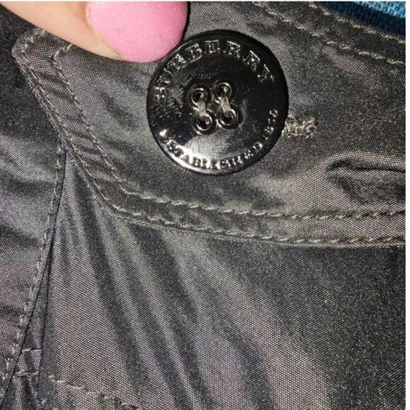 Burberry Vintage Trench Coat pleated/ ruffle trim collar Black Lightweight sz 42 - Picture 11 of 13